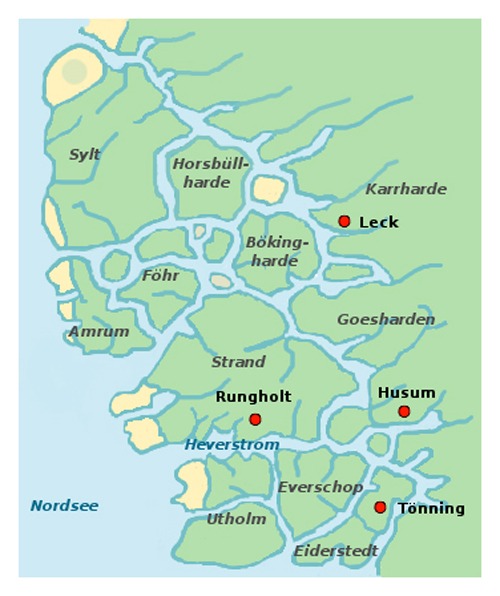 Koog | Die nordfriesischen Uthlande (Außenlande) - mit Rungholt - vor der Sturmflut 1362 (1. Große Mandränke)